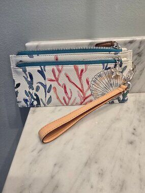NWT Brighton "Under the Sea" Leather zip top wallet/wristlet
